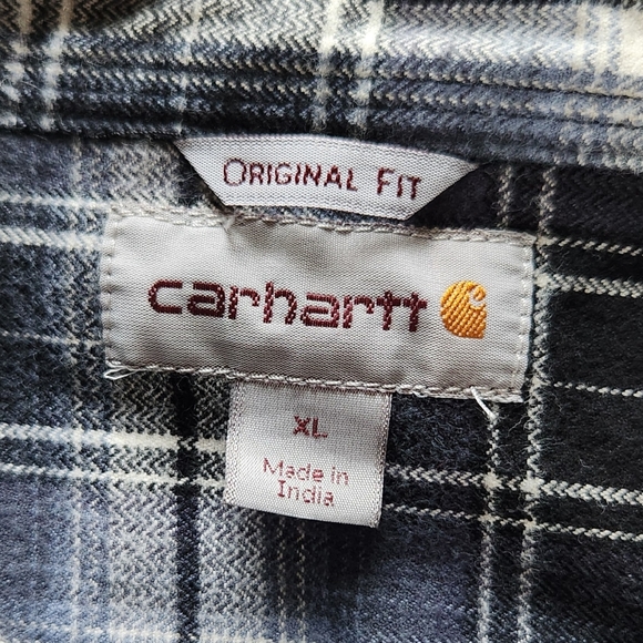 Carhartt "Hubbard Plaid Shirt" Original Fit Flannel Blue Black White, Men's XL - Picture 6 of 10